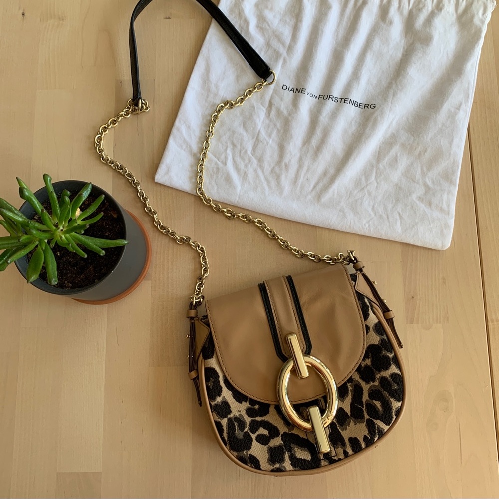 DVF Sutra Mini bag in leopard jacquard shoulder cross body bag